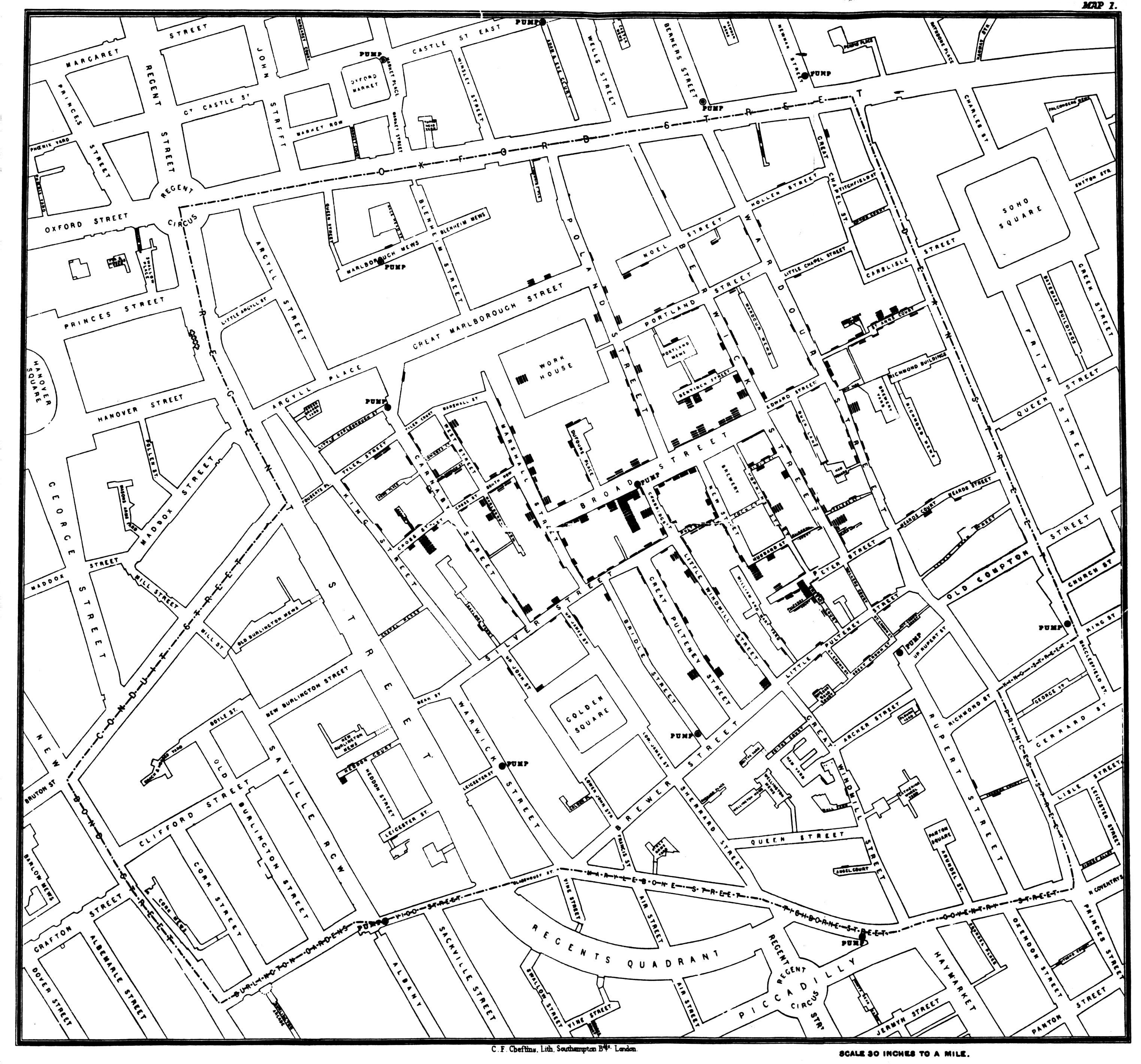 John Snow's Cholera Map - 1854